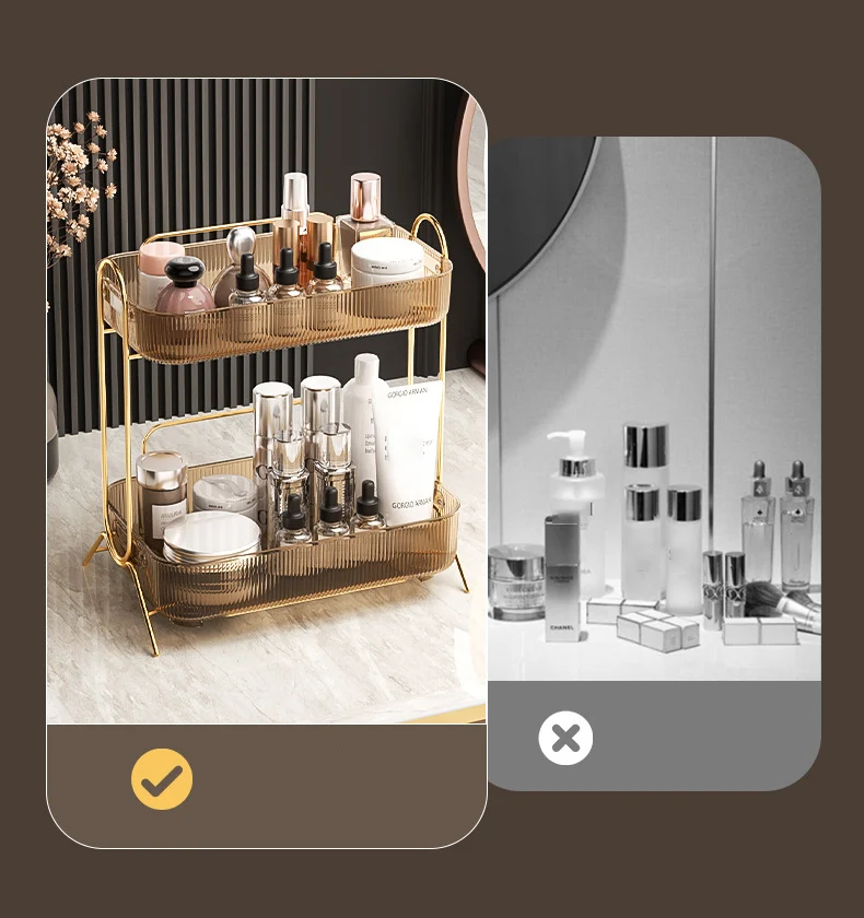 Cosmetic Rack Setting New 2 Tiers Clear Desktop Storage Shelf Stand Skincare Organizer Holder ...