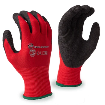 SNELLsafety Custom Worker Red Black Gloves With Logo Safty Coated Labor Construction Protection Grip Summer Gloves for Men