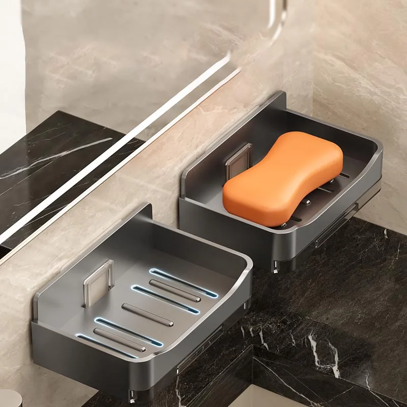 DS2770 Self Adhesive Bar Sponge Soap Dish Holder for Shower Bathroom Kitchen Sink Wall Mounted Soap Holder With Draining Tray