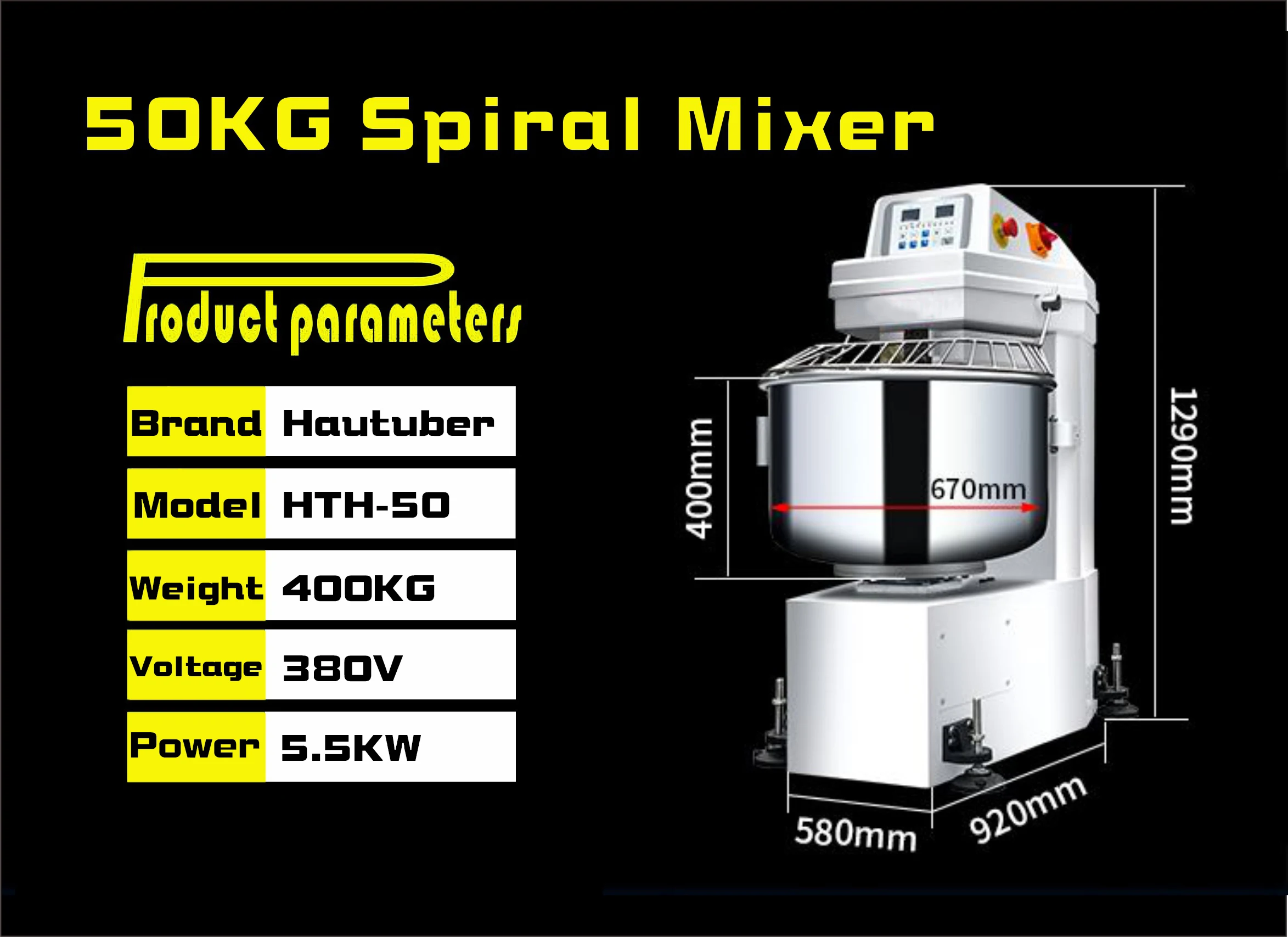 Industrial Commercial Bakery Automatic Wheat Flour Spiral Dough Mixer