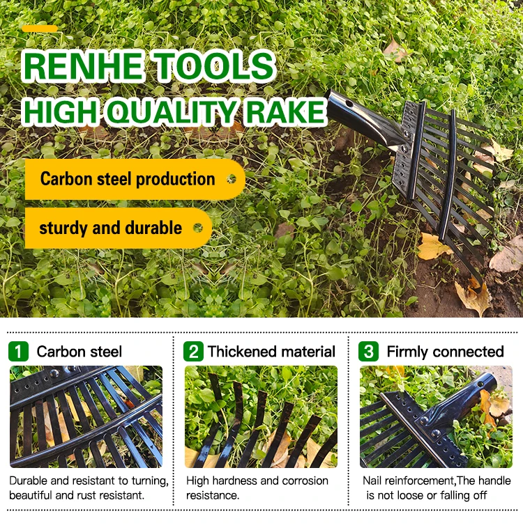 product wholesale high quality farm metal tools lawn fallen leaves 11 teeth rakes-6