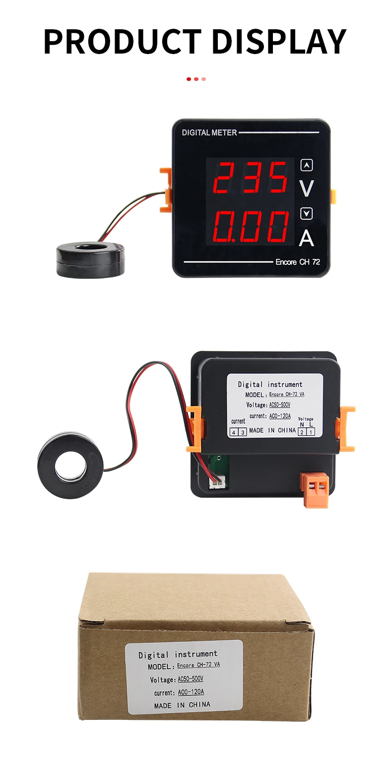 AC/DC Ammeter/Voltmeter Frequency Meter Panel Meter Am72-220V - Meter