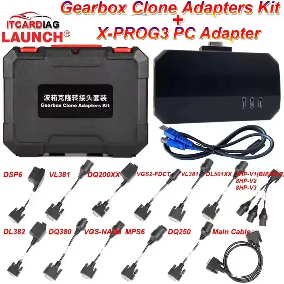 LAUNCH X431 X-PROG3 PC Adaptor PC Tool & Gearbox Clone Connectors Package Kit for Xprog3 Xprog-3 Key Programmer ECU Read Write