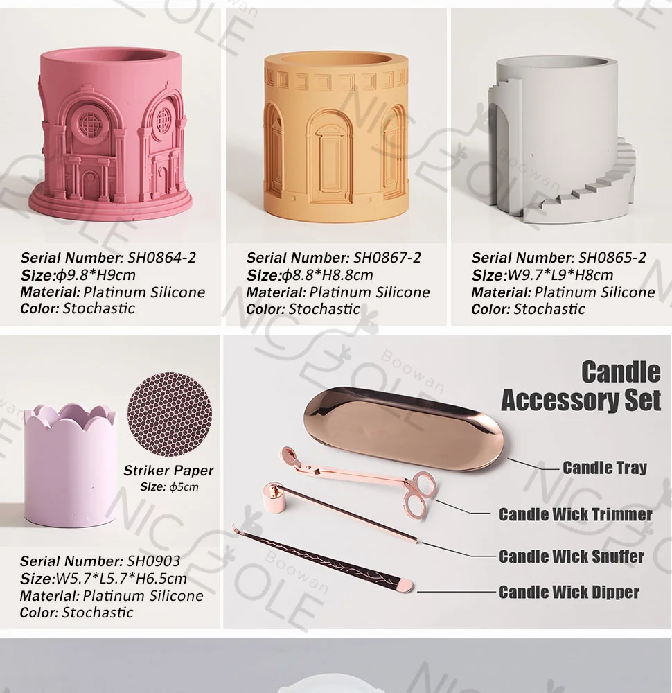 Nicole Concrete Cement Resin Candle Jar Mould Home Decorative Candle