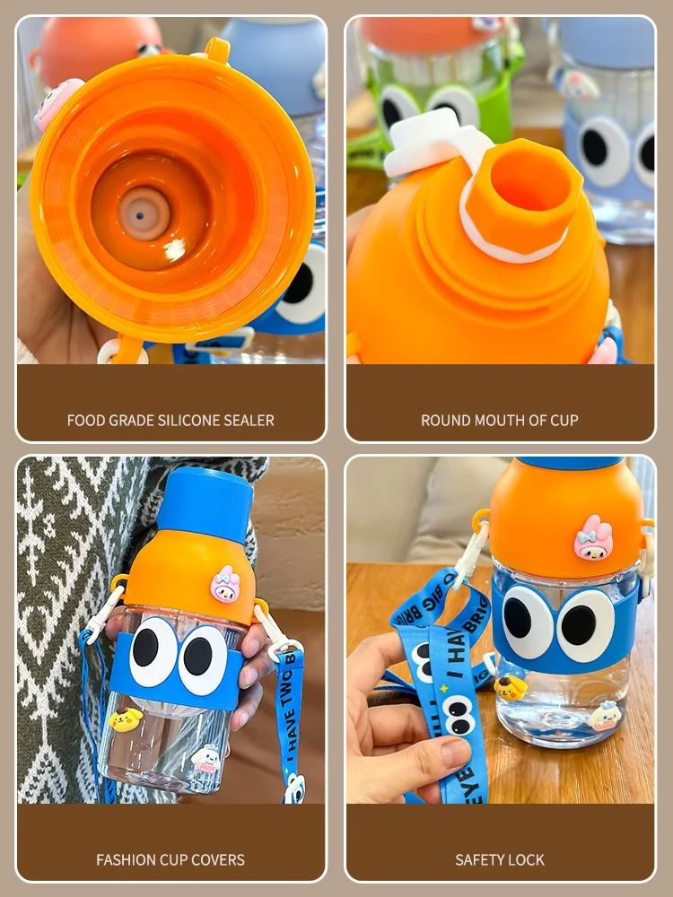 New Cartoon Water Cup with Plastic Straw 500ML