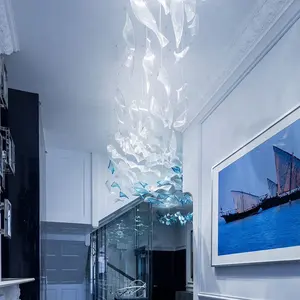 ECOJAS Large Customized New Pendent Lighting Hotel Project Villa Hotel Lobby Glass Chandelier