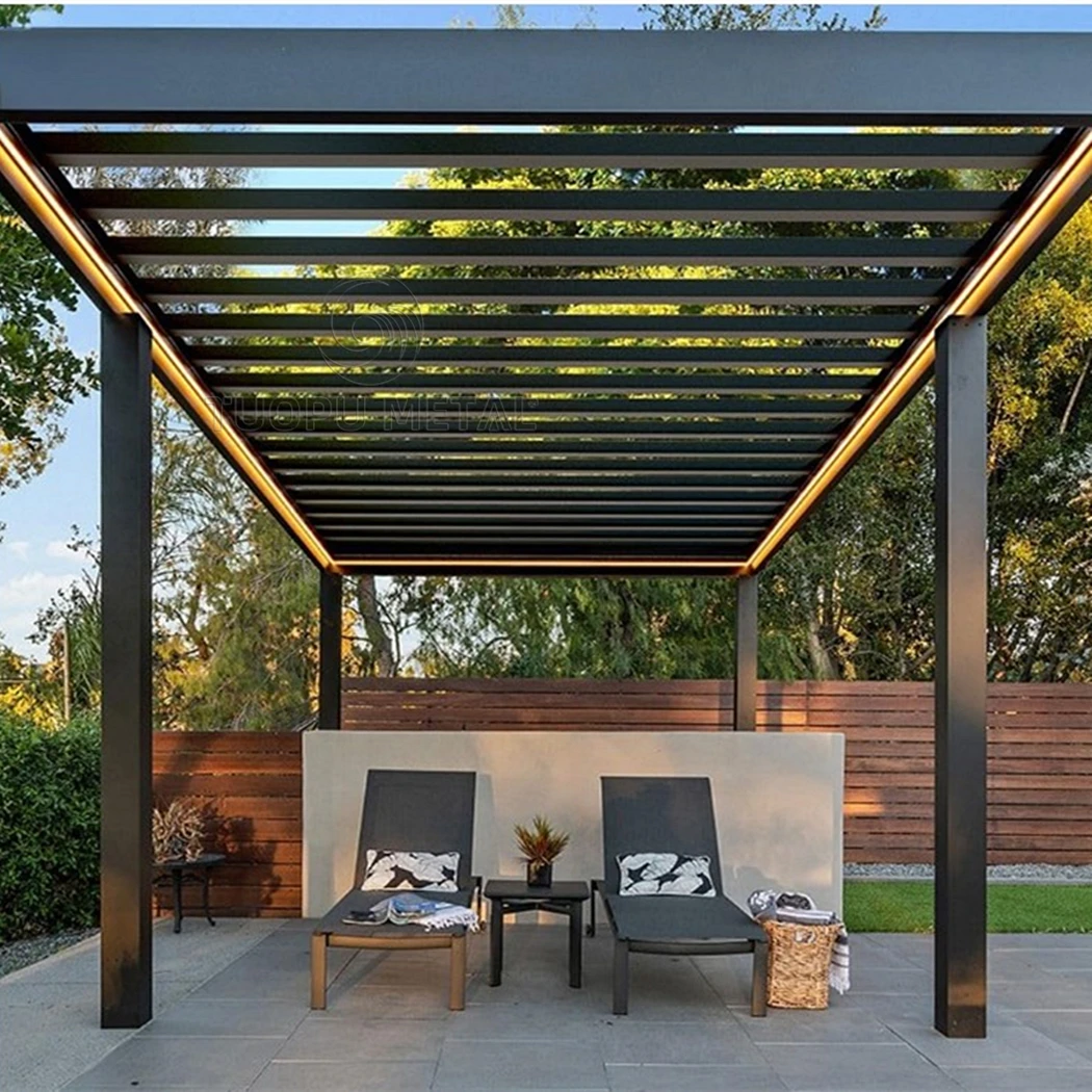 Waterproof Aluminium Bioclimatic Gazebo Louver Pergola Roof Outdoor ...