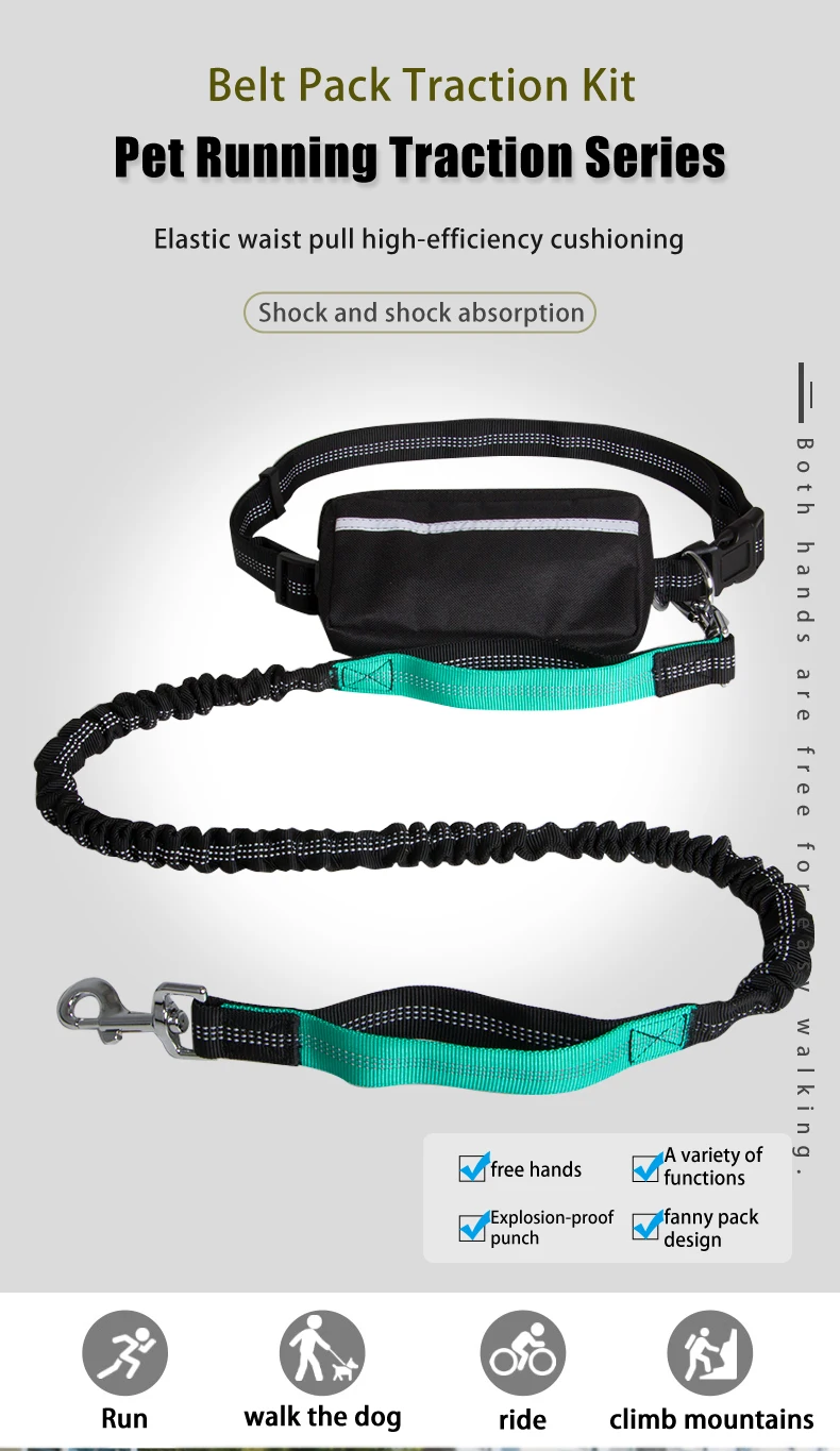 High Quality Dog Leashes Hands Free Dog Leash With Bag Running Jogging