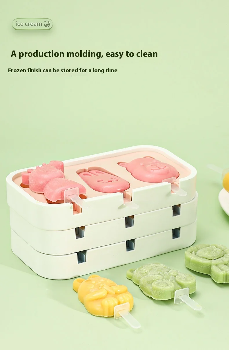Factory Direct Eco-Friendly Cartoon Silicone Ice Cream Mold for Children's Cheese Stick Ice Cream DIY Ice Tray & Cubes details