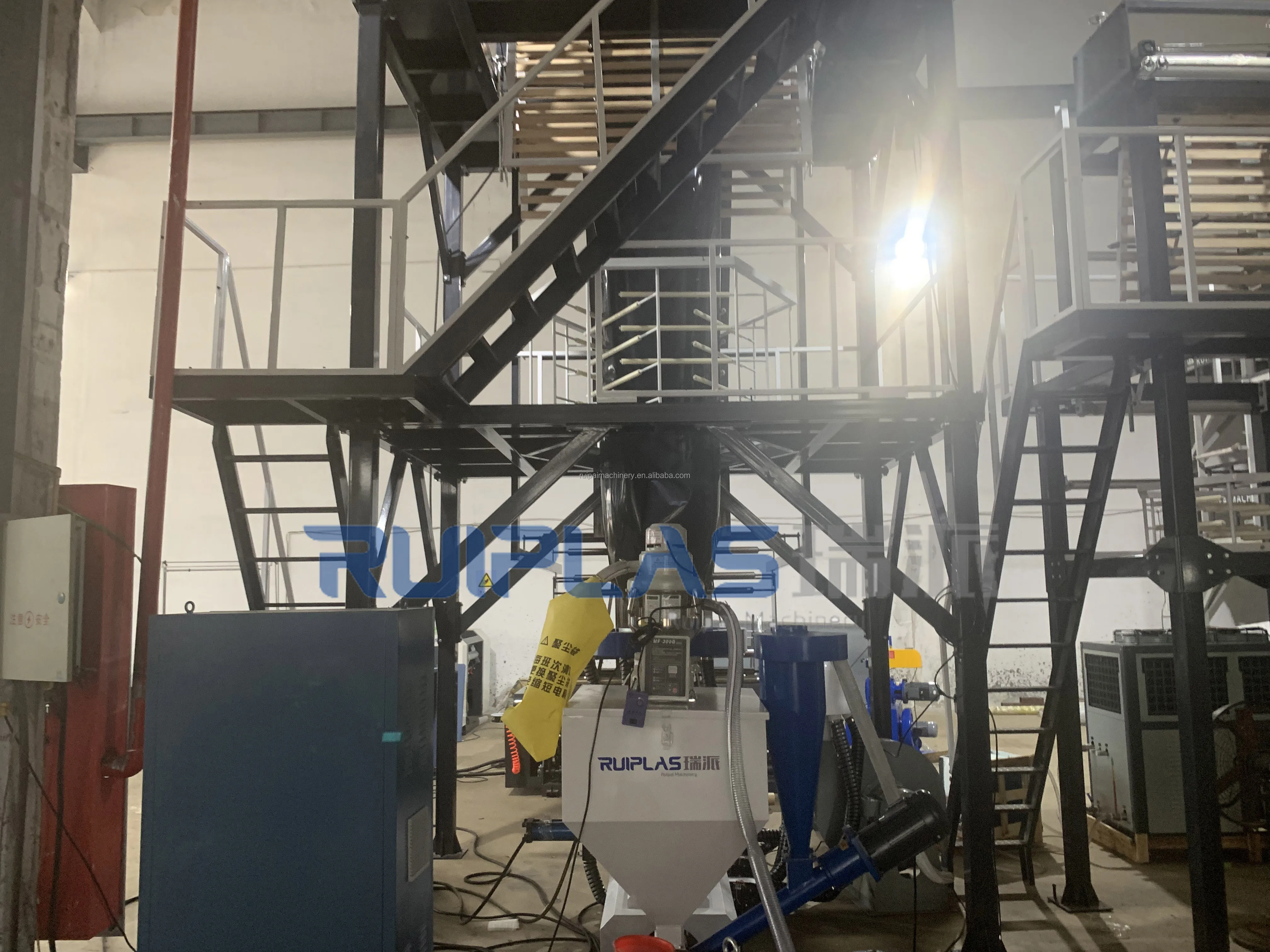 Ruiplas High Output Shopping Bag Die Extrusion Line Mono Layer Nylon HDPE Polythene Film Blowing Machine