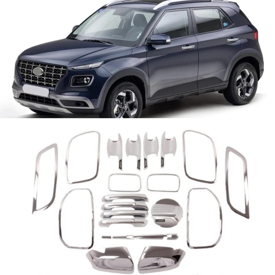TIYPEOR for Hyundai Venue 2019 Door Cup Protector Handle Front Fog Lamp Rear Mirror Gas Tank Cover Decorative Exterior Trims Kit
