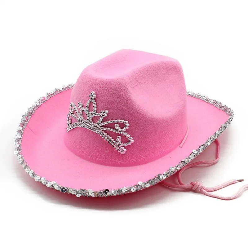 Wholesale Bling Bride Party Cowgirl Hat Women White Pink Blinking ...