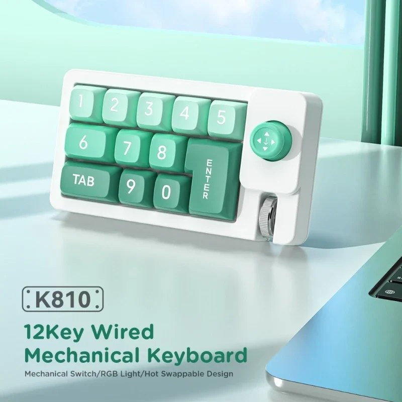 K810 Mini Mechanical Keyboard Wired Keypad 12 Keys Macro Definition Customized Keypad RGB Numeric Keypads