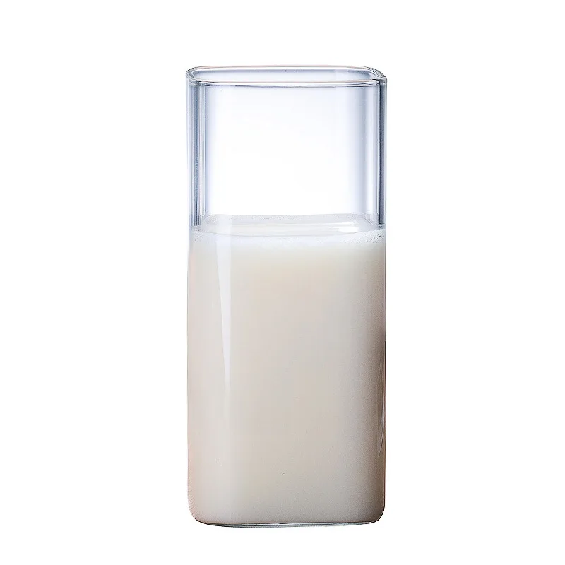 Borosilicate Heat Resistant Square Glass Mug Heat Household Milk Cup Single Layer Clear Coffee