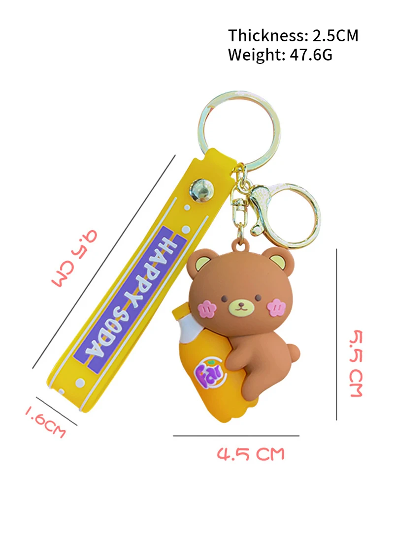 product cartoon soda animal 3d keychain pendant suitable for school bag pendant decoration christmas doll gift decoration wholesale232-58