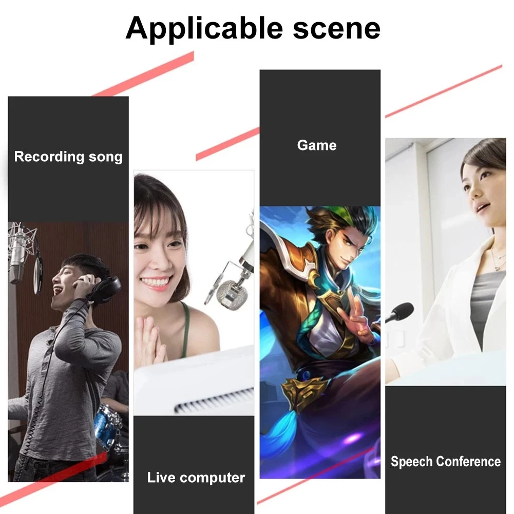 V8 Audio USB External Sound Card Headset Microphone Webcast Personal Entertainment Streamer Live Broadcast for PC Phone Compute