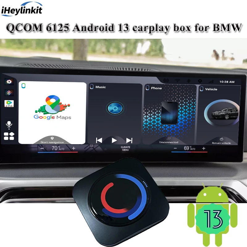IHeylinkit Wireless Carplay Adapter BW Android 13.0 Ai Box for