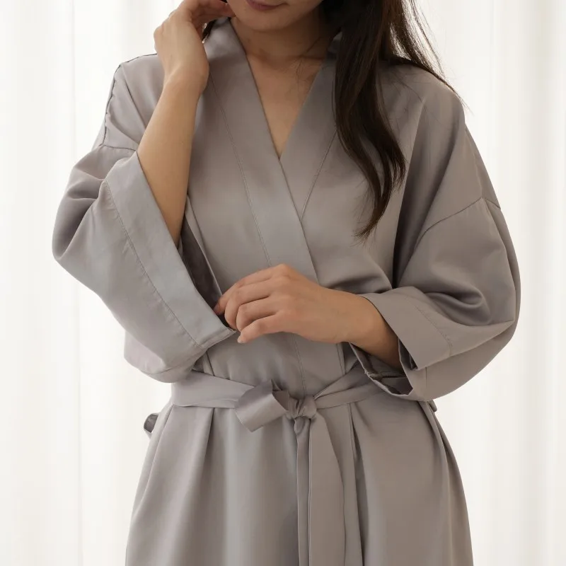 Satin Robes Silk Short Kimono Lightweight Bathrobe Silky Bride