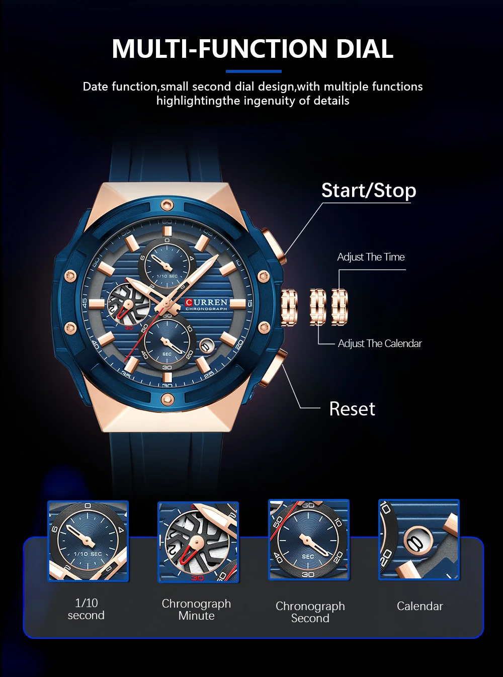 curren$y カレンシー 2点セット　currensy Curren 8462 Men's Quartz Watch - Calendar, Luminous, Waterproof