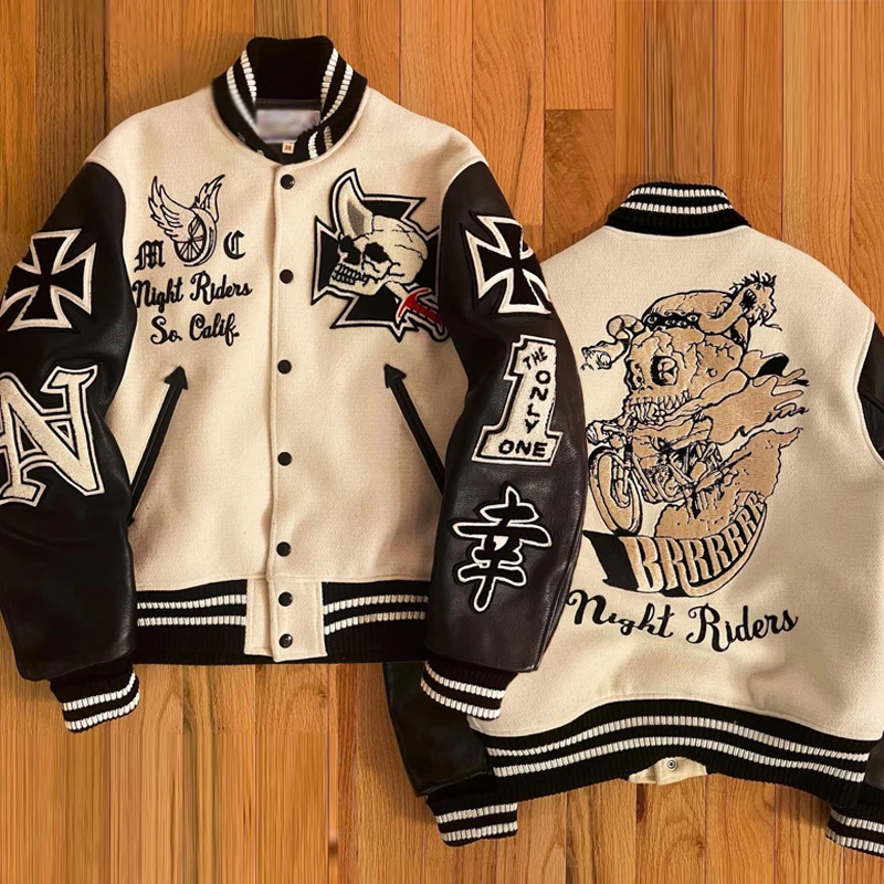 Embroidery Jacket Men Plus Size Custom Letterman Leather Jacket ...