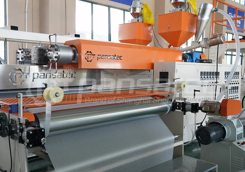 Pansatec Two-Layer PE Cast Stretch Film Machine Air Bubble Plastic Sheet Application with Motor and PLC Core Components