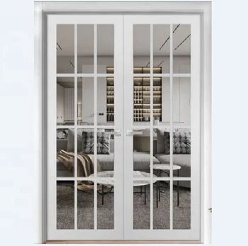 Modern double interior glass french doors wooden