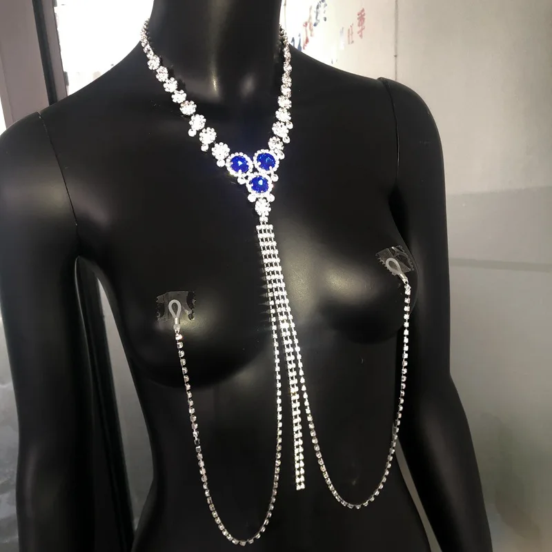 Necklace With Non Piercing Nipple Chain Rhinestone Bra Body Chain Necklace  