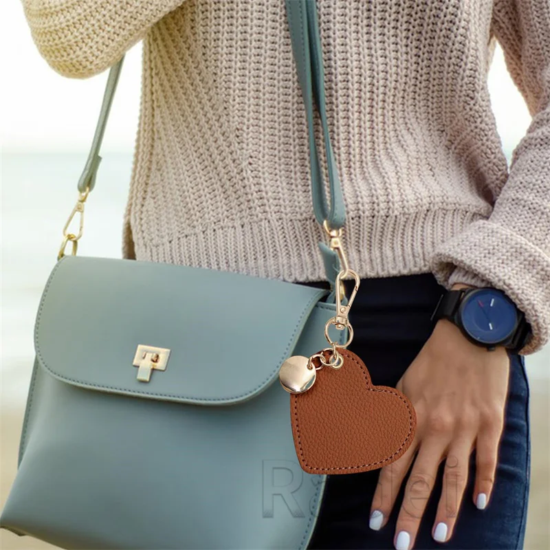 Leather Heart Love Keychain Metal Key Rings Keys Finder Keychains