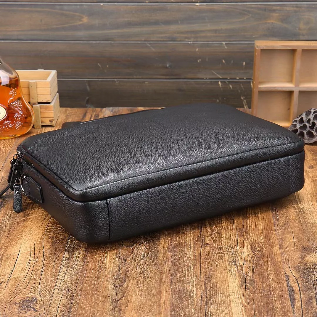 New Arrival Design Lichee Pattern Leather Office Bag Genuine Cow Leather Computer Laptop Briefcases Made of Pebble Leather