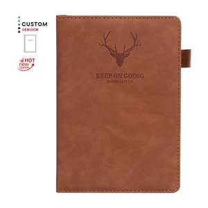 Premium Eco-Friendly A5 Notebook 100 Sheets High-End Business PU with Pen Loop Buckle Deer Head Design for Office Meetings Gifts