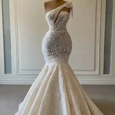 sienna elegant waist dress 2025 Boat Neck A Line Elegant Bride Gown Romantic Lace White Wedding D –  Siaoryne main image 1