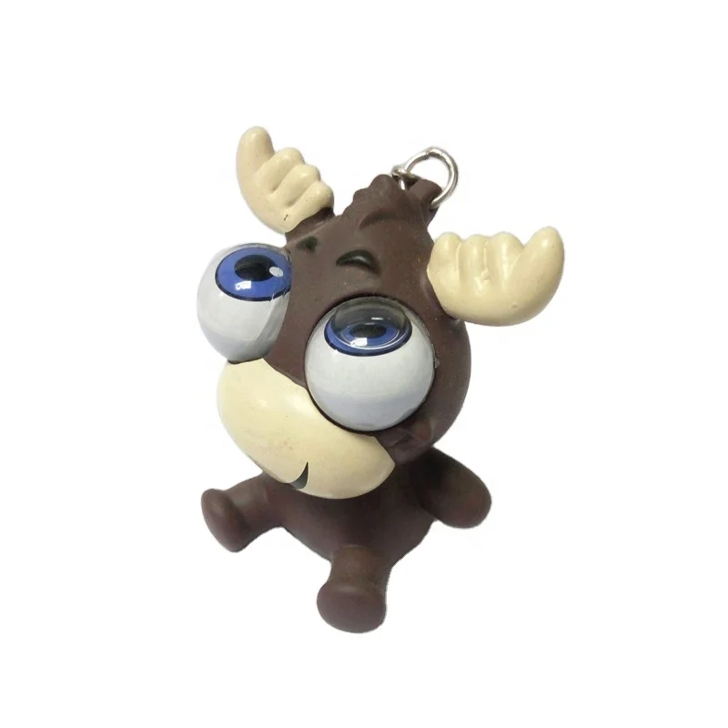 3d Liquids Eyes Moose Plastic Keychains Custom Rolling Eyes Elk Rubber Keychains