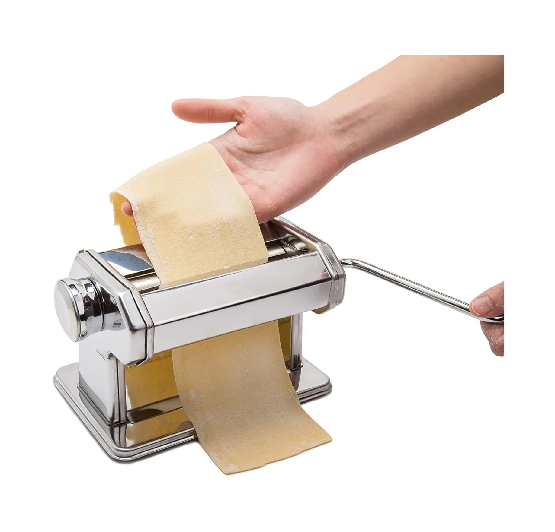 Hand Crank Pasta Maker With Spaghetti Fettuccini Roller Angel Hair