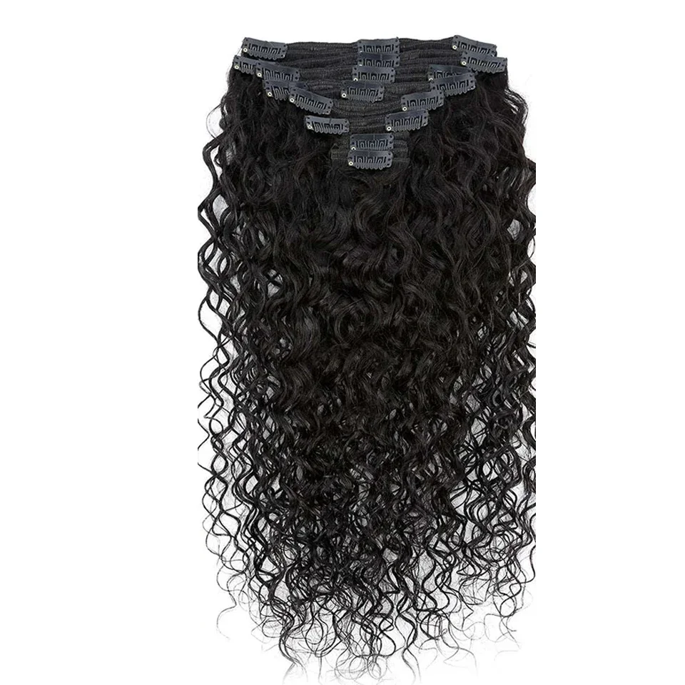 Extensions de cheveux brésiliens ondulés à clipser 100 % cheveux humains pour femmes, pinces à cheveux faciles à utiliser_voghion.com