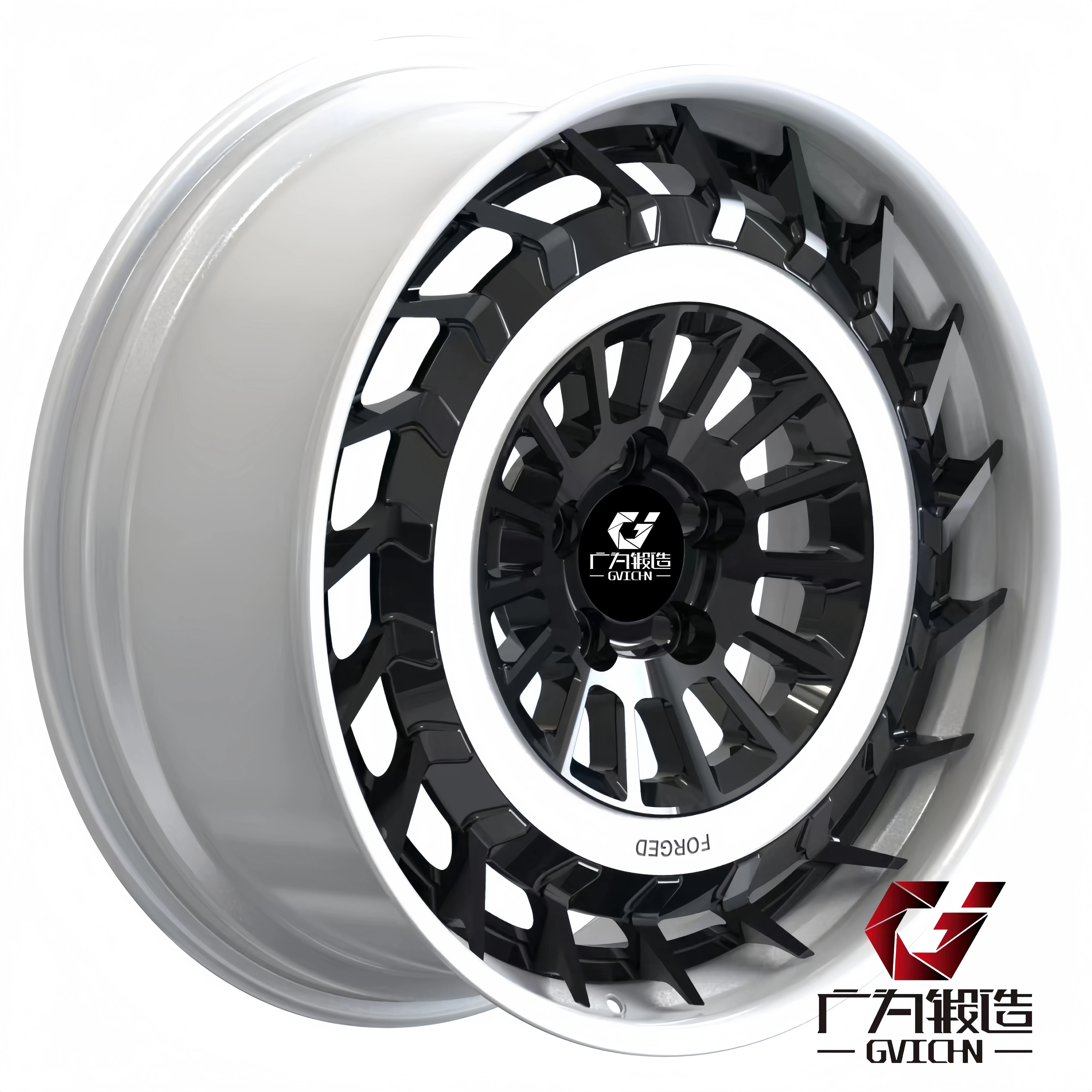 GVICHN Custom Forged Wheels White barrel  Black center face 19 20 21 22 23 24 inch 6061-T6 Aluminum Two Pieces Forged Wheels