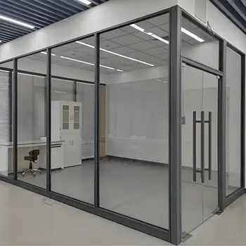 Custom Tempered Glass Partition Single Glazing Office Wall with Privacy Modern Design for Hospital & School Applications