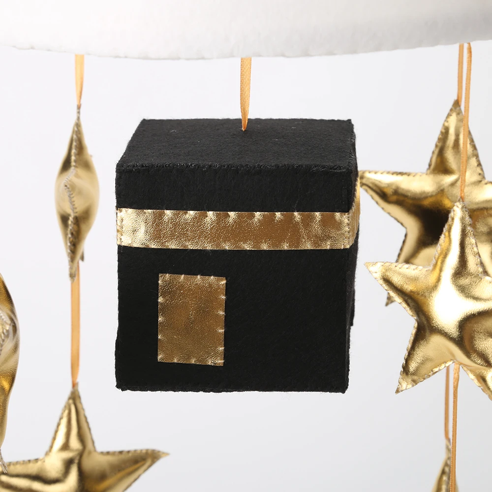 Islamic Quran Nasheeds Baby Cot Mobile Felt Gold Moon Kaaba Star Muslim