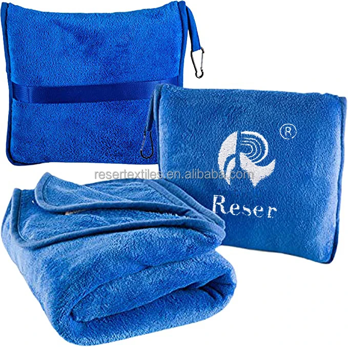 Travel Blanket Pillow Airplane Compact Packable 100% Polyester Eco-Friendly Four Seasons Flight Essentials Car Travelers Gifts