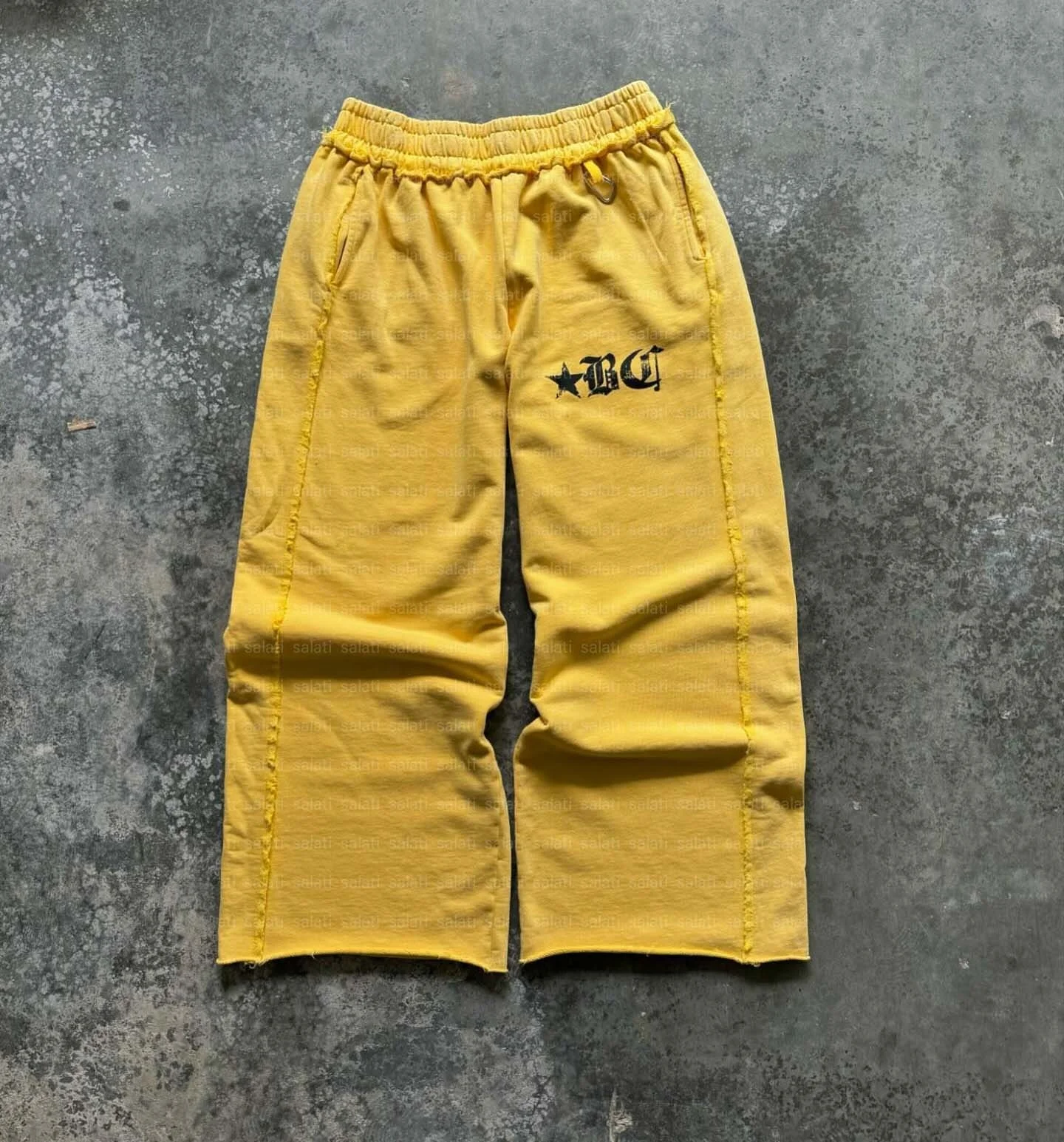 Custom Trackpants Vintage Heavyweight Cotton French Terry Oversized Raw Hem Flare Distressed Trousers Baggy Track Sweatpants Men