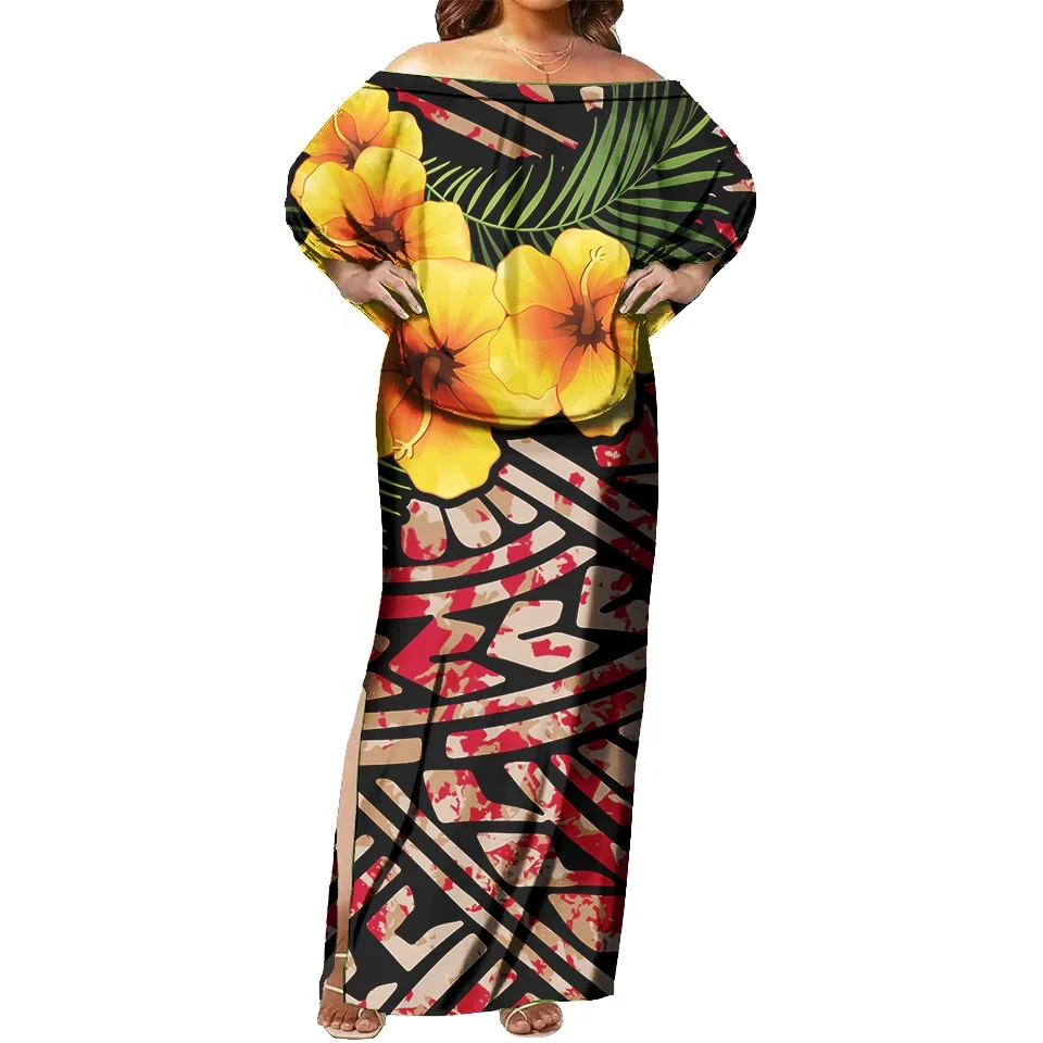 Wholesale New Whole Custom Polynesian Amoan Tribal Maxi Dresses Lit Ruffle Off Houlder Dress Plus Ize Womens Clothing,5 Pieces Wholesale New Whole Custom Polynesian Amoan Tribal Maxi Dresses Lit Ruffle Off Houlder Dress Plus Ize Womens Clothing,5 Pieces