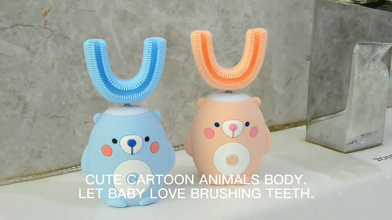 Dycrol Oem Cartoon Little Bear U Shape Toothbrush Ultrasonic Electric