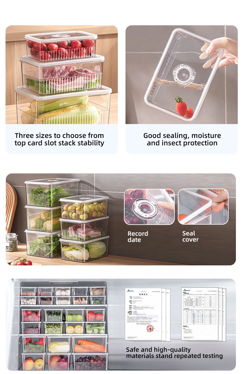 Wannuo Fruit&Vegetable Storage Box Set Meat Crisper Plastic Storage Boxes Airtight Food Storage & Container With Sealing Ring supplier