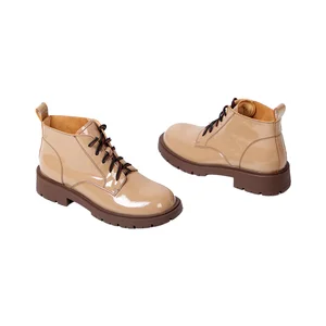 Autumn Winter Women's Retro Platform Lace-up Booties British Style Lined Genuine Leather Thermal High Heel Ankle Fashion Boots