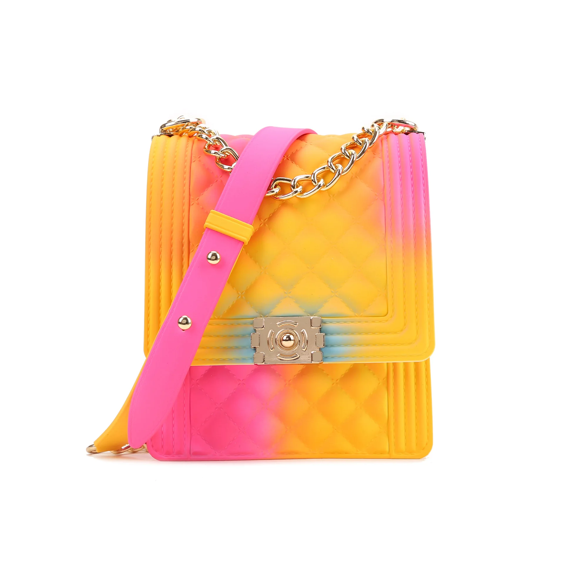 pastel rainbow jelly purse with gold chain | eBay