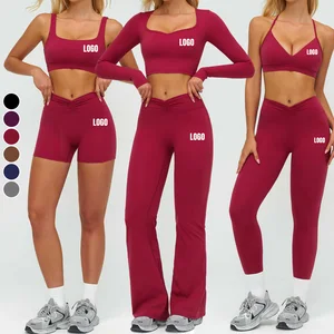 Custom Logo Women 6 Piece Sports Fitness Sets Breathable Quick Dry Yoga Top Leggings Outdoor Running Yoga Tight-Fitting Gym Sets