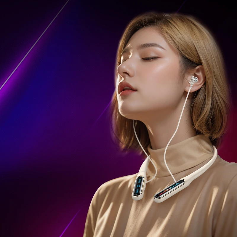 Écouteurs intra-auriculaires de sport avec puce JL, étanches IPX4, codecs audio AAC/SBC, indicateur LED, embouts magnétiques pour des basses profondes, réduction de bruit active (ANC/ENC), tour de cou et micro._voghion.com