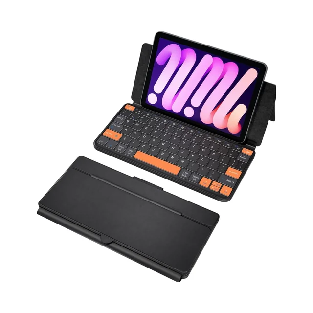 Wireless Mini Keyboard Portable Keypad 7-Color Backlit QWERTY Integrated Stand Tablet Keyboard for iPad Z Fold Galaxy Tabs Phone