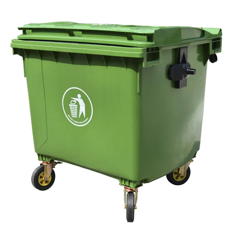 660L outdoor plastic trash bin waste container with wheels