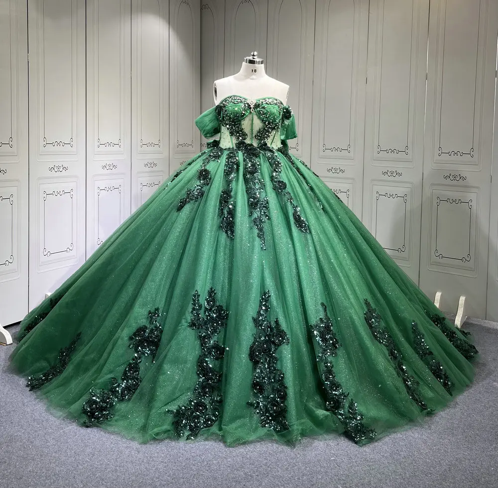 Emerald Green Vestido De 15 Anos Quinceanera Ball Gown Vestido Festa  Zimmermann Dresses Medida Princesa 2025 Graduation