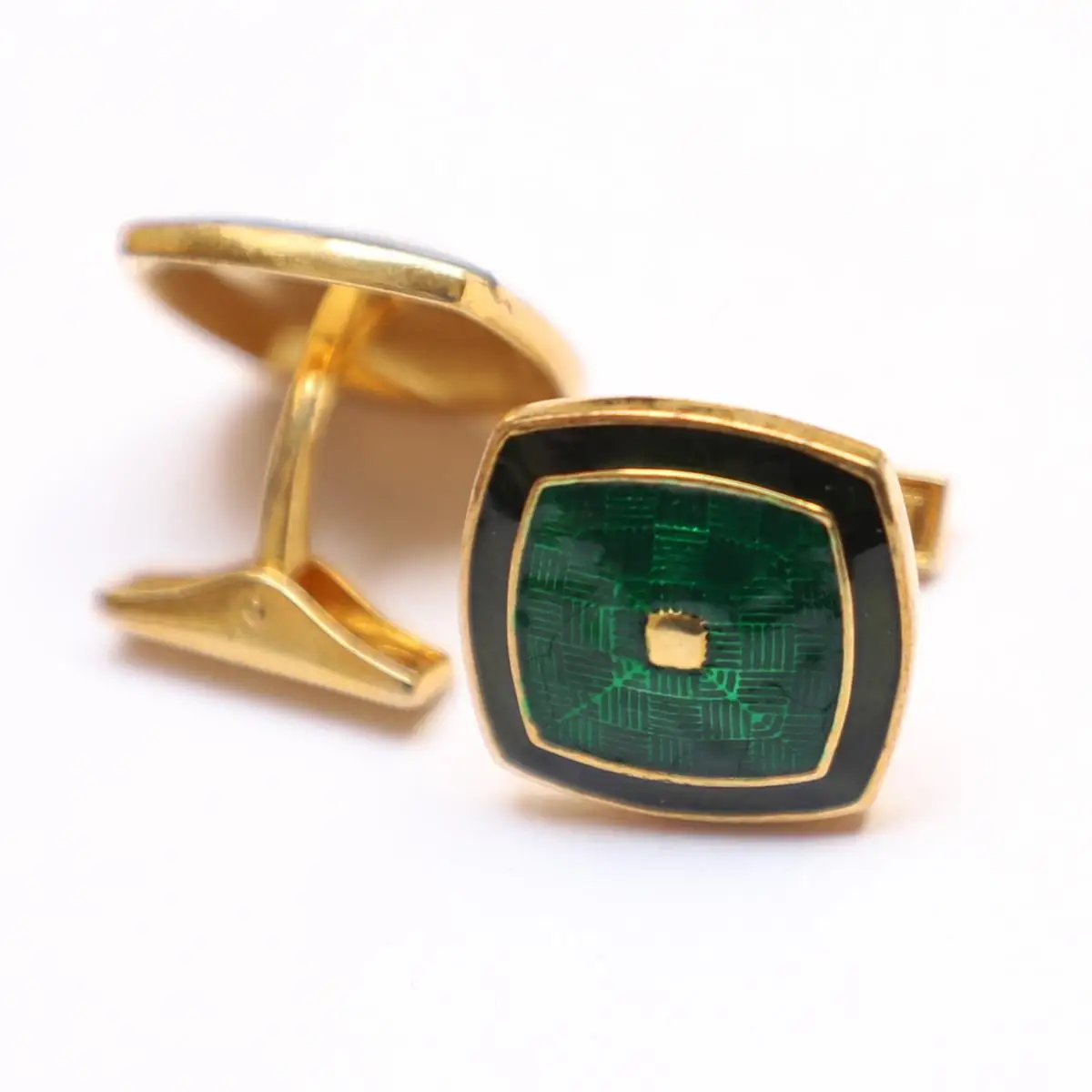 Louis Vuitton Enamel Square Cufflinks - Green, Sterling Silver